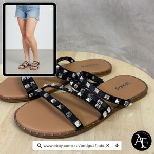 Torrid Womens Black Studded Strappy Flat Sandals Size 8WW 17314491 Wide Width